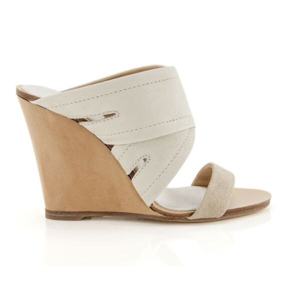 rag & bone Shoes - Rag & Bone Women's size 37.5 / 7 Shaw Wedge Cream Leather Strappy Heels Wooden